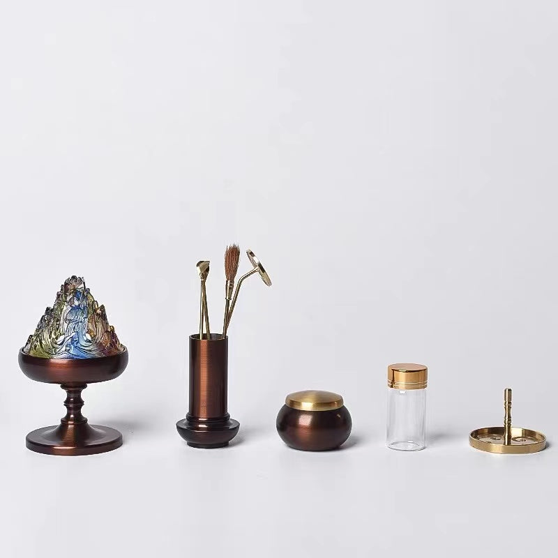 Pure copper square incense burner set