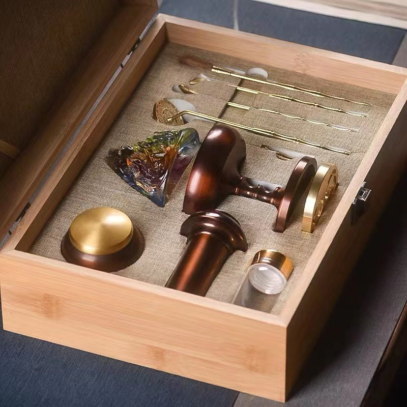 Pure copper square incense burner set