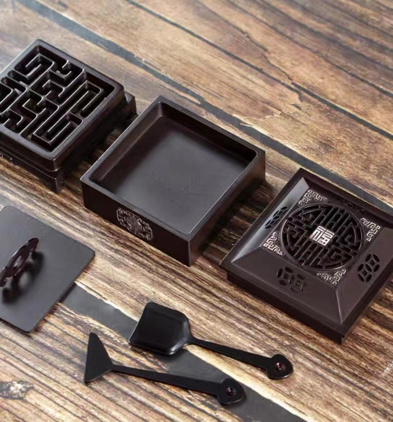 Pure copper square incense burner set