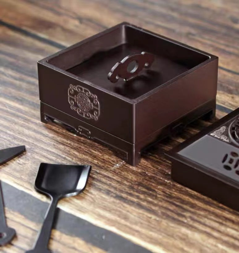 Pure copper square incense burner set