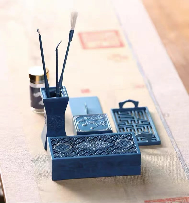 Blue Pure Copper Incense Burner Set