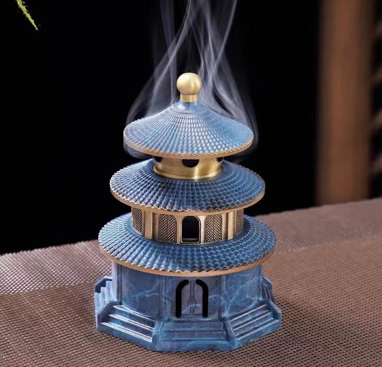Pure copper tower incense burner