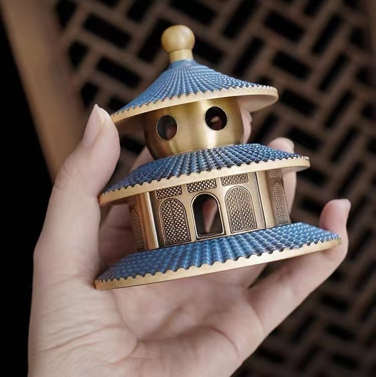 Pure copper tower incense burner