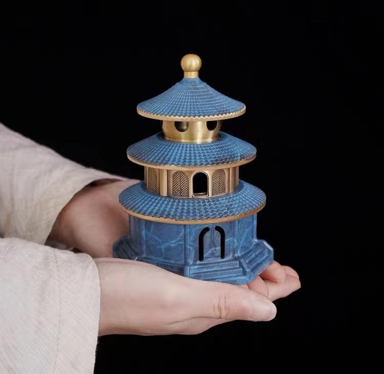 Pure copper tower incense burner