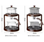 Semi-Automatic Glass Teapot Suit for Magnetic Water Flow Wooden Glass Teapot Set