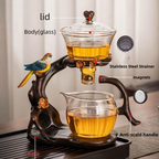 Creative Bird Semi Automatic Drip Diversion Rotating Bowl with Infuser Teapot Set