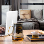 Elegant cup, all glass heat-resistant filter, magnetic suction cup