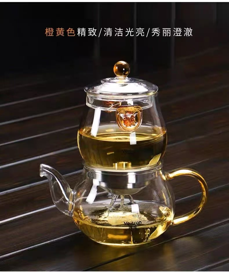 Teapot glass inner liner, elegant cup, tea separation and filtration