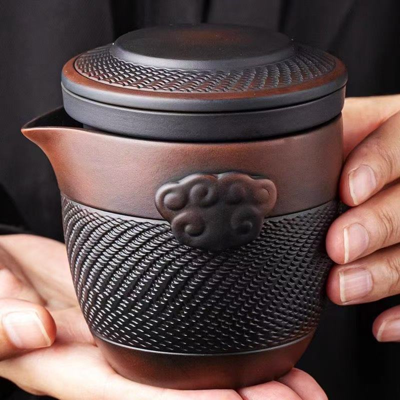 One pot and four cups portable travel tea set outdoor