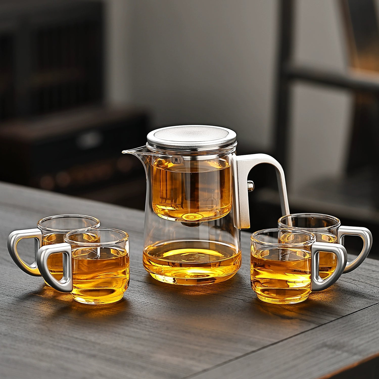Glass one-key filter tea water separation tea pot