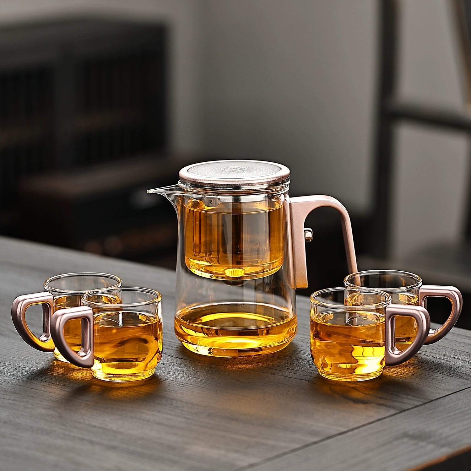 Glass one-key filter tea water separation tea pot