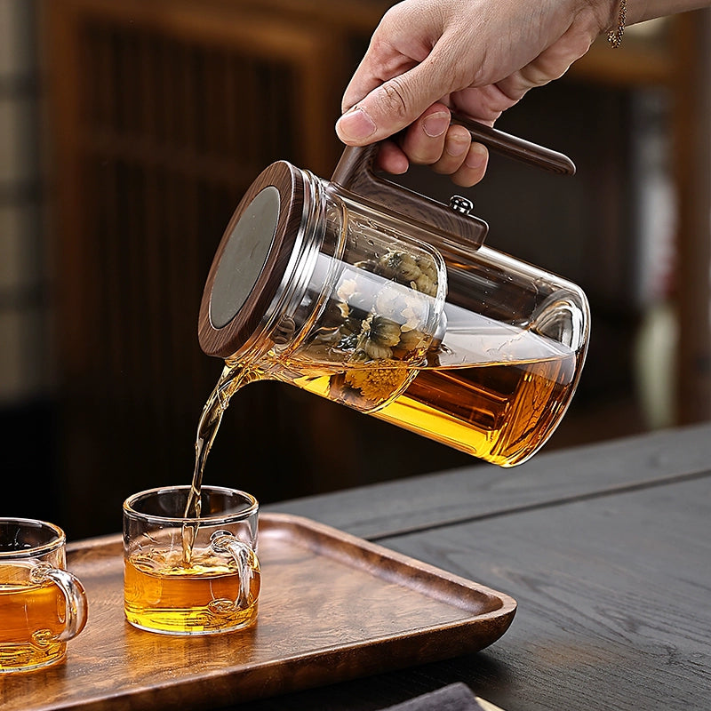 Full glass tea water separation magnetic bubble teapot