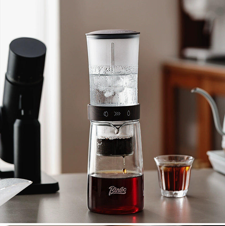 Small drip filter ice brewing coffee pot appliance