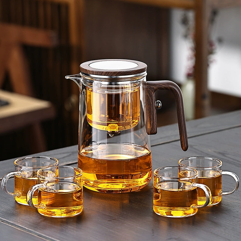 Full glass tea water separation magnetic bubble teapot