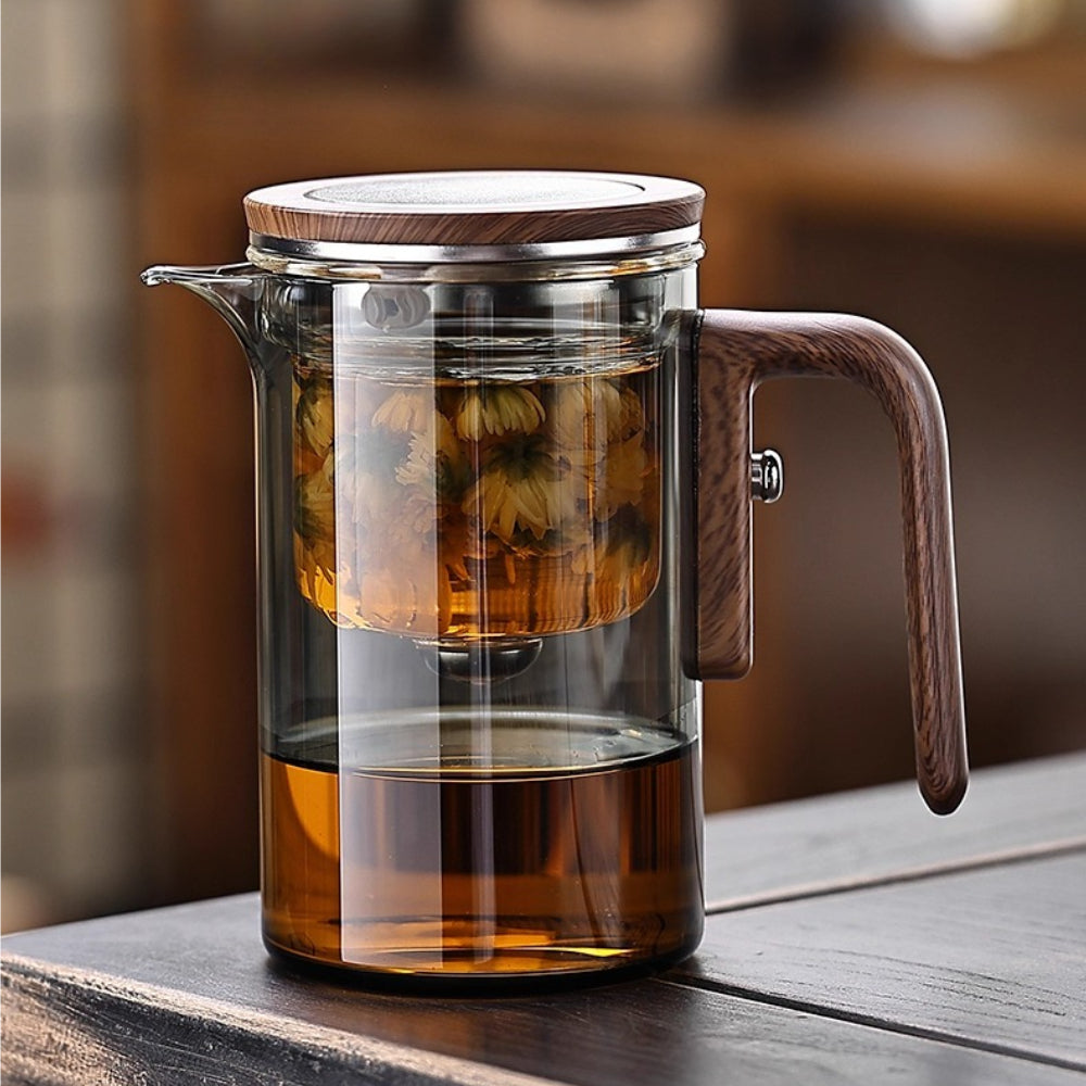 Full glass tea water separation magnetic bubble teapot