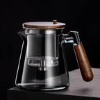 Tea water separation press type heat-resistant glass teapot