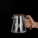 Tea water separation press type heat-resistant glass teapot