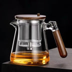 Tea water separation press type heat-resistant glass teapot
