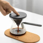 bamboo hat fluttering cup with filter glass tea teapot