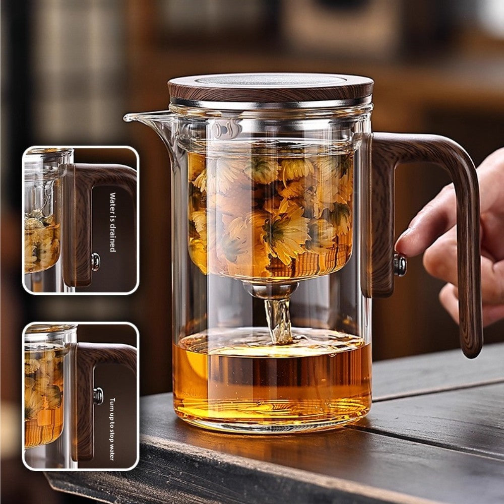 Full glass tea water separation magnetic bubble teapot