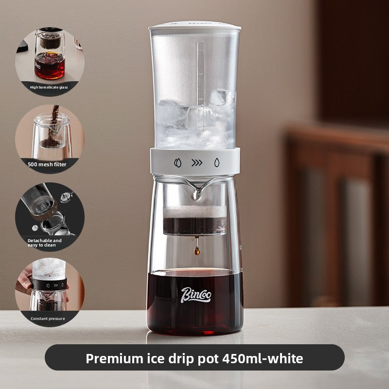 Small drip filter ice brewing coffee pot appliance