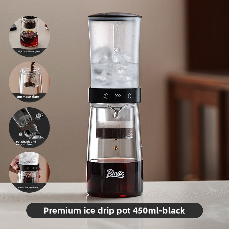Small drip filter ice brewing coffee pot appliance